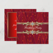 Rode Gouden Verjaardagsfeest Uitnodigingen (Voorkant / Achterkant)