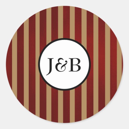 Rode & Gouden Verticale Strepen Gestreept Patroon Ronde Sticker (Voorkant)