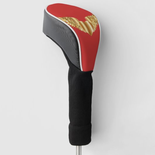 Rode gouden vleugels golfheadcover (Schuin)