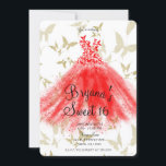 Rode & Gouden Vlinder Dansjurk Zoete 16 Feestjurk Kaart<br><div class="desc">Aanpassen voor elke gelegenheid</div>