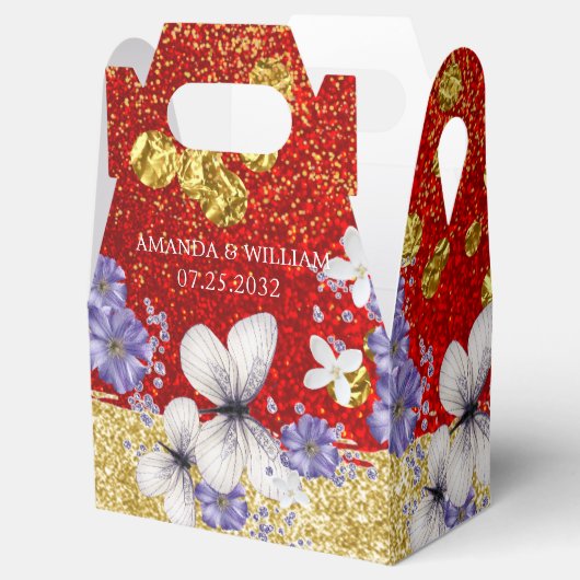 Rode gouden vlinders Weddenschap Bedankdoosjes (Geopend)