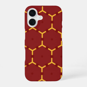 Rode & Gouden Zeshoek Geometrisch Patroon Hoesje iPhone 16 Hoesje