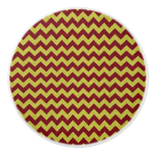 Rode & Gouden Zig Zag Glitters Keramische Knop