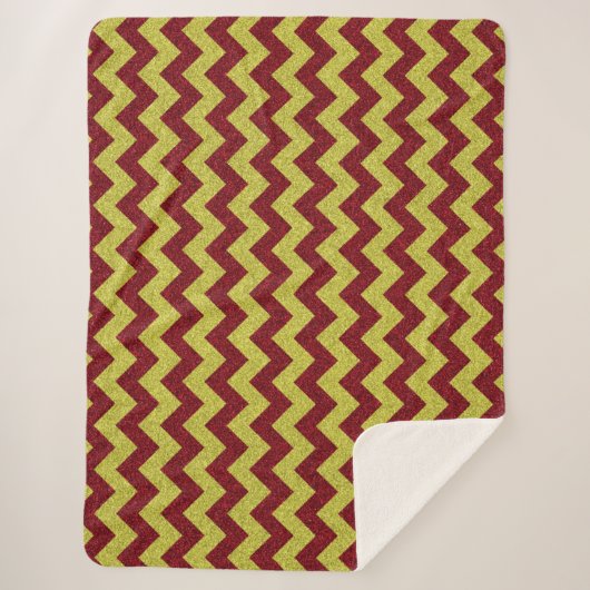 Rode & Gouden Zig Zag Glitters Sherpa Deken (Voorkant)