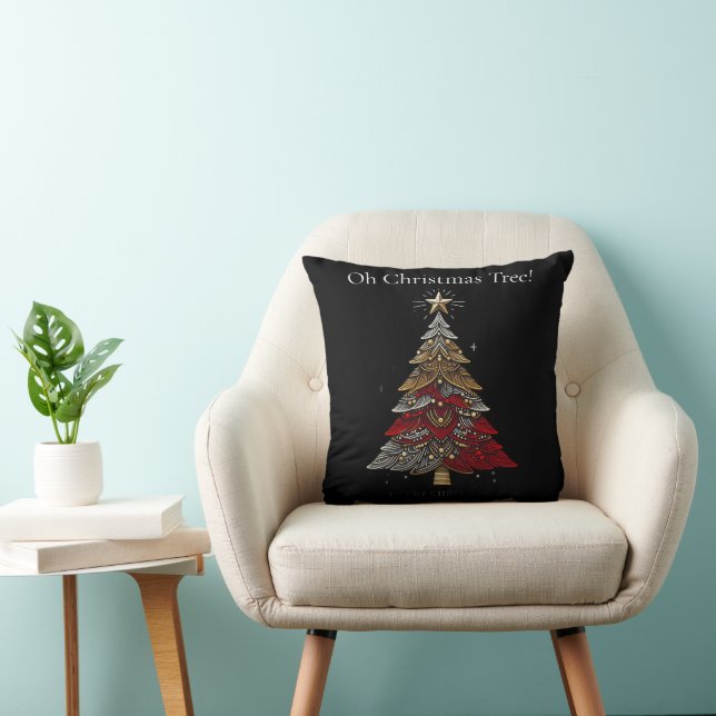 Rode, Gouden, Zilveren Kerstboom Kussen (Stoel)