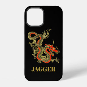 Rode Gouden Zwarte Fantasy Chinese Draak iPhone 12 Hoesje