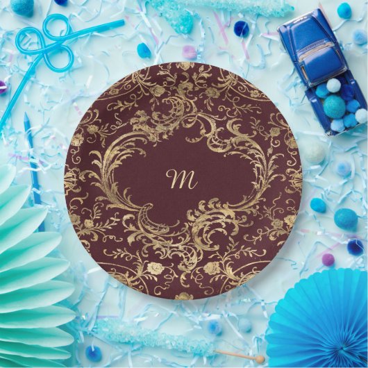 Rode goudgoud  goud papieren bordje (Feest)