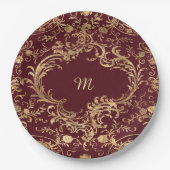 Rode goudgoud goud papieren bordje (Voorkant)