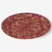 Rode goudgoud  goud papieren bordje (Gekanteld)