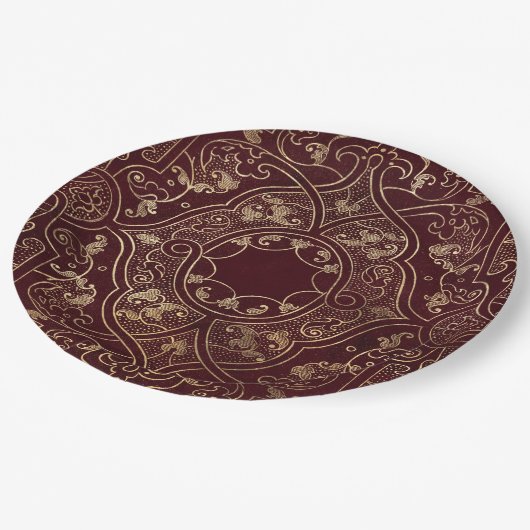 Rode goudgoud  goud papieren bordje (Gekanteld)