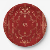 Rode goudgoud goud papieren bordje (Voorkant)