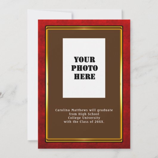 Rode goudLijst bruin Afstuderen Kaart (Achterkant)