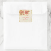  rode goudpapaverbloemen bruiloft vierkante sticker (Tas)