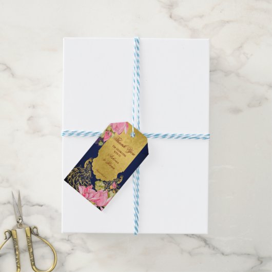 Rode goudpauwoog Indische bruiloft Cadeaulabel (Met Touw)