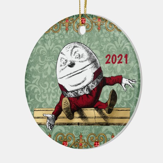  rode goudpomp met kerst keramisch ornament (Links)