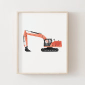 Rode graafmachine bouw kinderkamer decor poster