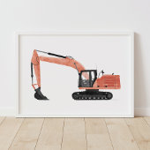 Rode graafmachine bouw kinderkamer decor poster