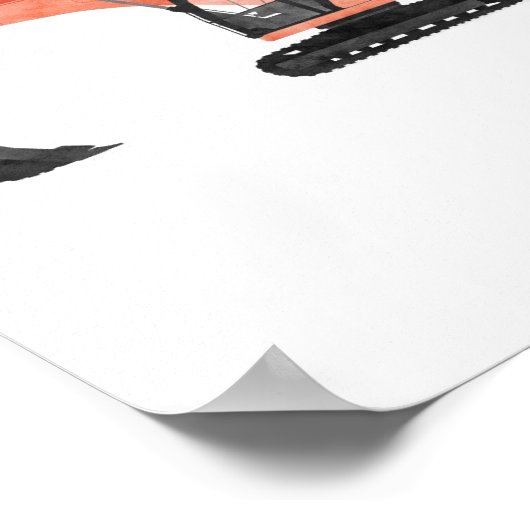 Rode graafmachine bouw kinderkamer decor poster (Hoek)