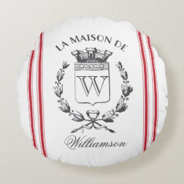 Rode Graan Sack Custom Familie Crest Ronde Kussen