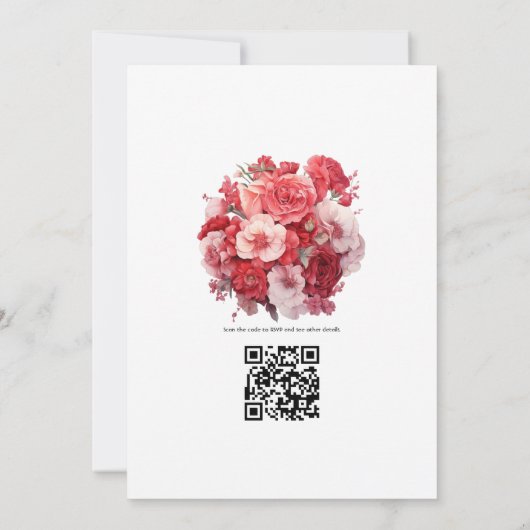 Rode Gradiënt Bloemen Herfst Bruiloft Kaart (Achterkant)