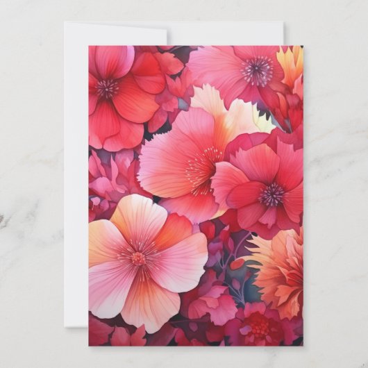 Rode Gradiënt Bloemen Herfst Bruiloft Kaart (Achterkant)