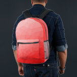 Rode gradiënt geometrisch maaspatroon bedrukte rugzak<br><div class="desc">Rode gradiënt geometrisch mesh patroon afgedrukt rugzak. Cool mode accessoire tas voor iedereen. Rode driehoek geometrische mesh met licht tot donker ombre gradiënt ontwerp.</div>