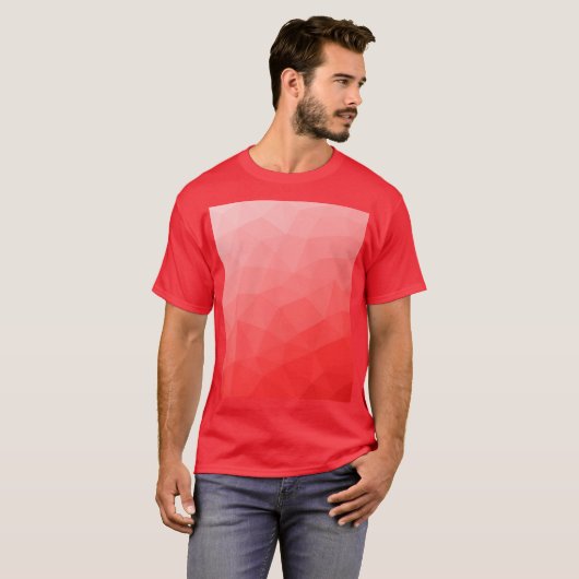 Rode gradiënt geometrisch maaspatroon t-shirt (Voorkant volledig)