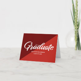 Rode Graduatiedatum Retro Vet Schrift Hoofdletter  Bedankkaart