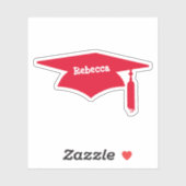Rode Graduation Cap met Tassel - Naam Sticker (Vel)