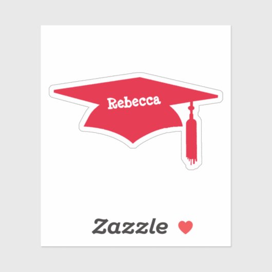 Rode Graduation Cap met Tassel - Naam Sticker (Vel)