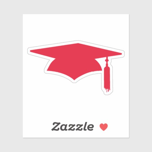Rode Graduation Cap met Tassel Sticker (Vel)