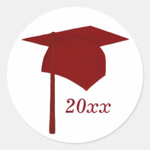 Rode Graduation Cap Stickers, Klasse van Ronde Sticker