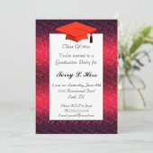 Rode Graduation Party Invitation Kaart (Staand voorkant)