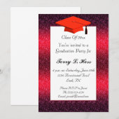 Rode Graduation Party Invitation Kaart (Voorkant / Achterkant)