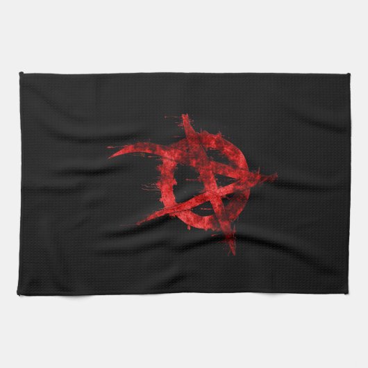 Rode graffiti Anarchy-symbool Theedoek (Horizontaal)