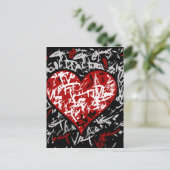 Rode graffiti hart briefkaart (Staand voorkant)
