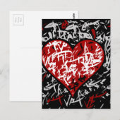 Rode graffiti hart briefkaart (Voorkant / Achterkant)