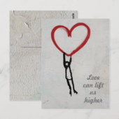 Rode graffiti met een zwevend stokfiguur Love Briefkaart (Voorkant / Achterkant)