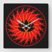 Rode grafische lotus vierkante klok (Voorkant)