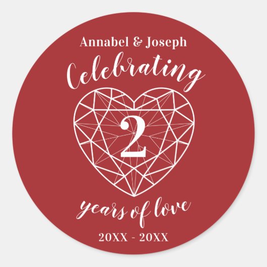 Rode granaat 2 jaar liefde stickers (Voorkant)