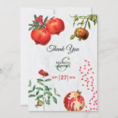 Rode Granaatappel Botanische Mediterrane Trouw Bedankkaart (Voorkant)