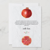 Rode Granaatappel Botanische Mediterrane Trouw Bedankkaart (Achterkant)