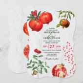 Rode granaatappel botanische mediterrane trouw  kaart (Voorkant / Achterkant)