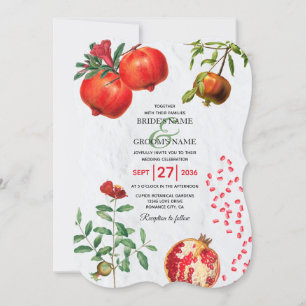 Rode granaatappel botanische mediterrane trouw kaart