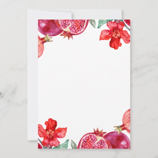 Rode granaatappel bruiloft kaart (Achterkant)