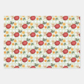 Rode Granaatappels en Sinaasappel Plakjes Inpakpapier Vel (Voorkant 3)