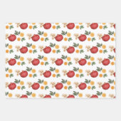 Rode Granaatappels en Sinaasappel Plakjes Inpakpapier Vel (Voorkant)