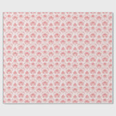 Rode Grandmillennial Kerst Damast Cadeaupapier (Vlak)