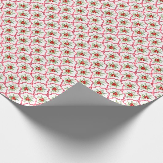 Rode Grandmillennial Kerst Wrapping Papier (Hoek)
