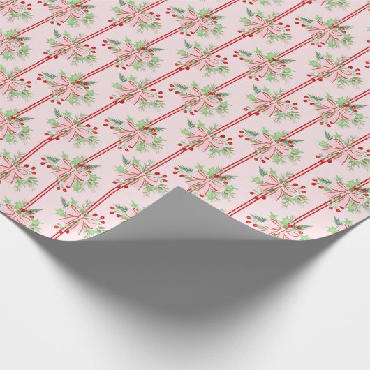 Rode Grandmillennial Kerst Wrapping Papier (Hoek)